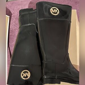 Michael Kors Glossy Black rain Boots with MK Logo